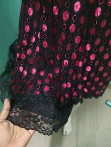 Elegant Black and Red Lace Top
