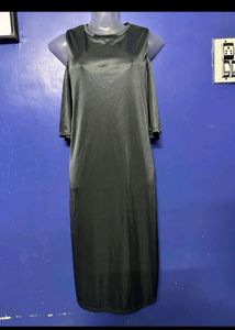 Satin Cold Shoulder Midi Dress