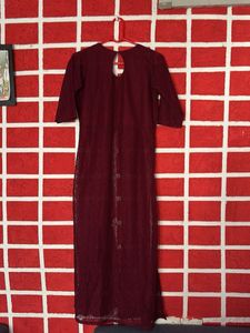 Elegant Maroon Lace Dress