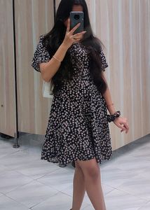 Black Floral Print Dress