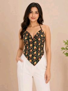 Floral Print Halter Neck Top