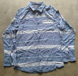 Blue & Gray Striped Button-Down Shirt