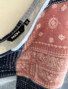 NUON Y2K Patchwork One Shoulder Crop Top (M)