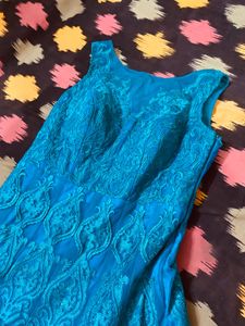 Teal Embroidered Ethnic Gown