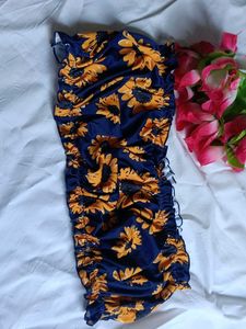 Navy Floral Ruched Dress