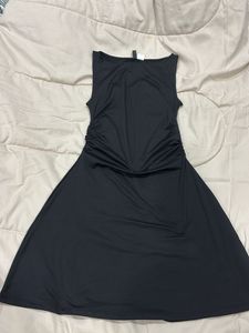 Black Ruched Sleeveless Dress