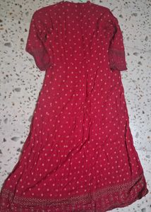 Elegant Red Printed Anarkali Kurta