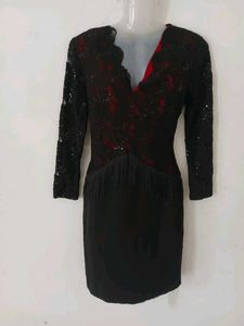 Black Sequin Fringe Dress