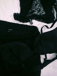 Black Lace Off-Shoulder Top &amp; Maxi Skirt Set