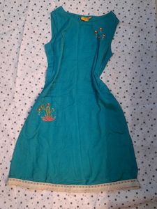 Teal Embroidered Casual Dress