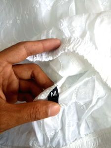 White Chikan Fabric Cotton Plazo