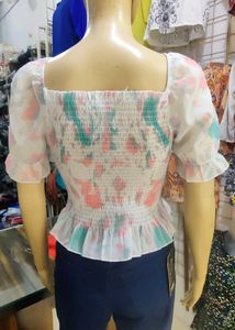Chic Ruched Tie-Dye Crop Top