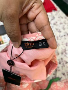 zink London pink floral knee length midi