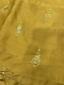 Elegant Yellow Embroidered material use to dresse
