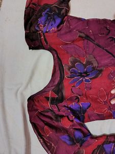 Floral Print Chiffon Anarkali With Dupatta