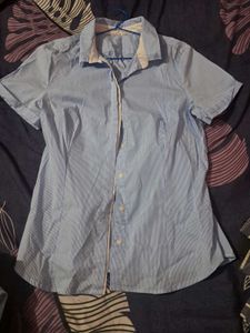Blue Striped Short Sleeve Shirt