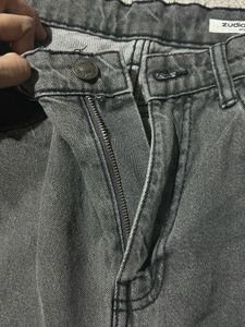 Zudio Charcoal Grey High Waist Mom Fit Jeans