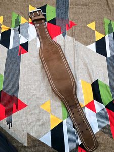 Durable Brown Leather Weightlifting Belt