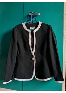 Classic Black Blazer with White Trim