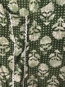 Green Printed Cotton Kurta