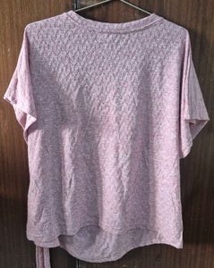 Pink Textured Tie-Side Tunic Top