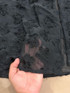 Black Textured Collar Top