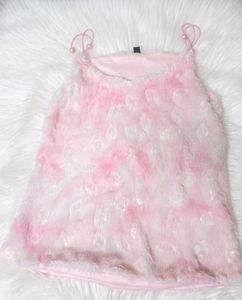 ​🌸 Soft Pink Faux-Fur Camisole Top 🌸