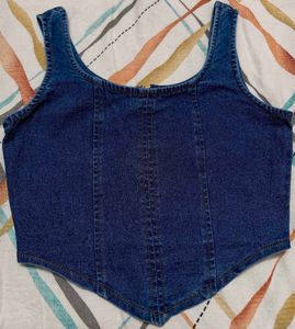 Denim Corset Style Crop Top – Brand New with Tags