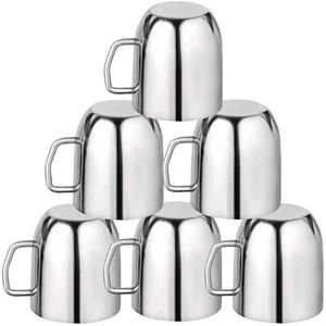 Set of 6 Stainless Steel Double Wall Mugs