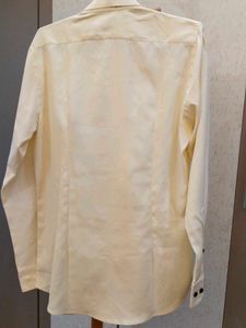 Men's Cream Formal Shirt with Black Buttons