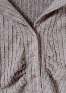 Ribbed Button-Up Long Sleeve Top