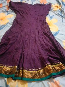 Purple Anarkali Kurta with Embellished Neckline
