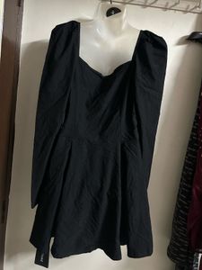 Chic Black Puff Sleeve Mini Dress