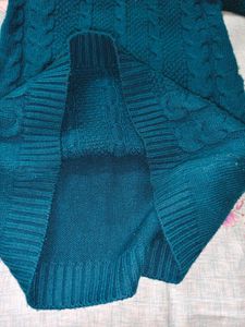Teal Cable Knit Sweater Dress