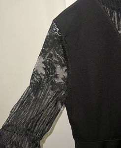 Elegant Black Lace Sleeve Dress