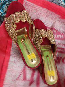 Elegant Red Embellished Sandals