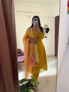 Elegant Yellow mustard Kurta Set with Dupatta