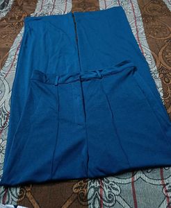 Blue Wide-Leg Trousers