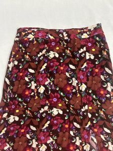 Floral Midi Skirt with Slit