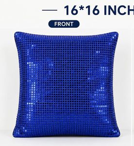 Sparkling Royal Blue Sequin Pillow Cover