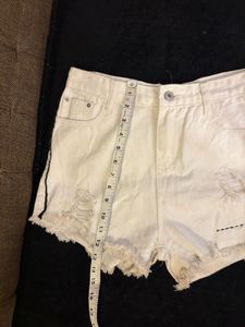 Gothic White Distressed Denim Shorts