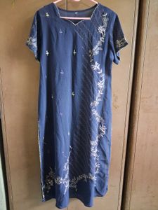 Elegant Navy Blue Embroidered Kurta
