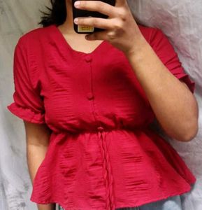 cute Red puffy top for women