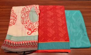 Unstitched 3pc Chanderi SALWAR KAMEEZ MATERIAL
