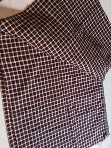 Maroon &amp; Cream Checkered Dress Material