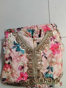 Sandal pink green Floral Flared gown..
