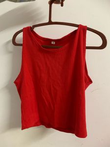Red Ribbed Tank Top