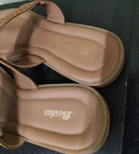 Bata Brown Studded Flat Sandals for Women