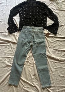 Polka Dot Top &amp; Blue Jeans Combo