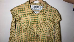 The Tiny Big Sister Ruffle Checkered Shirt